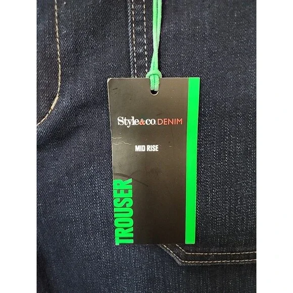 Style & Co Mid Rise Trouser Jeans Womens 8 Blue Dark Wash Stretch NEW - Picture 5 of 11